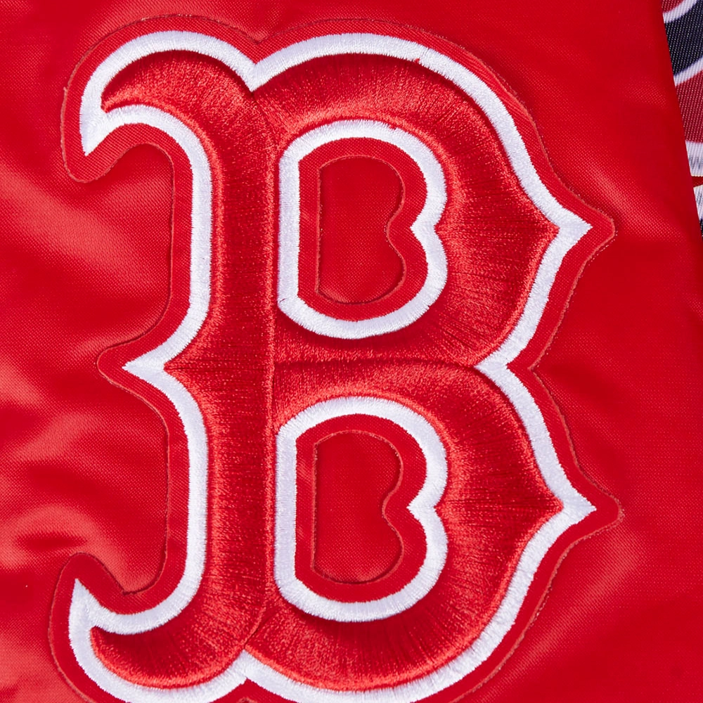 Boston red sox script tail full snap satin varsity jacket red 3 1