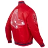 Boston red sox script tail full snap satin varsity jacket red 6 1