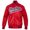 Boston red sox script tail full snap satin varsity jacket red 7 1