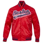 Boston Red Sox Script Tail Full-Snap Red Satin Jacket