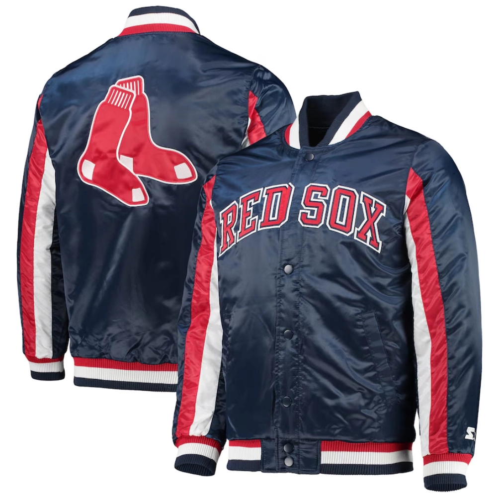 Boston red sox the ace satin varsity jacket navy 3