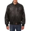 Boston red sox tonal full leather bomber jacket black 3