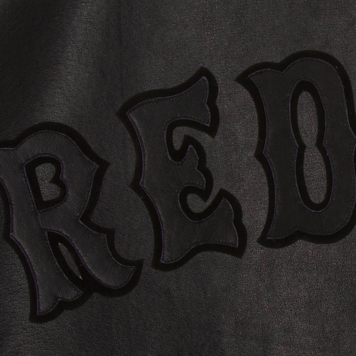 Boston red sox tonal full leather bomber jacket black