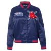Boston red sox womens mashup full snap satin varsity jacket navy 1
