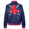 Boston red sox womens mashup full snap satin varsity jacket navy 2 1
