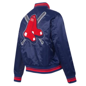 Boston red sox womens mashup full snap satin varsity jacket navy 3 1