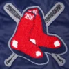 Boston red sox womens mashup full snap satin varsity jacket navy 4 1