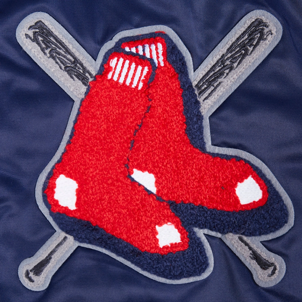 Boston red sox womens mashup full snap satin varsity jacket navy 4 1