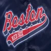Boston red sox womens script tail full snap satin varsity jacket navy 4 1