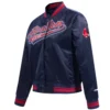 Boston red sox womens script tail full snap satin varsity jacket navy 7 1