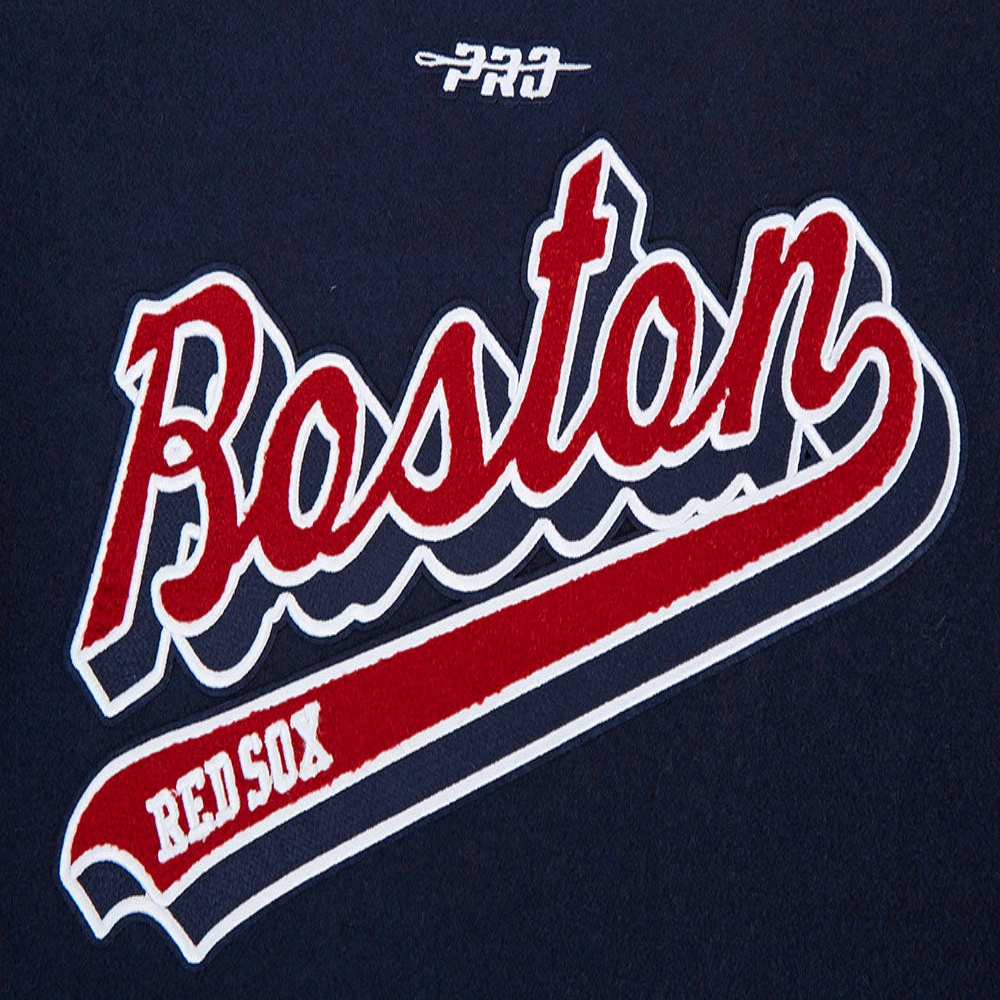 Boston red sox womens script tail wool leather varsity jacket 2 1