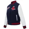 Boston red sox womens script tail wool leather varsity jacket 5 1