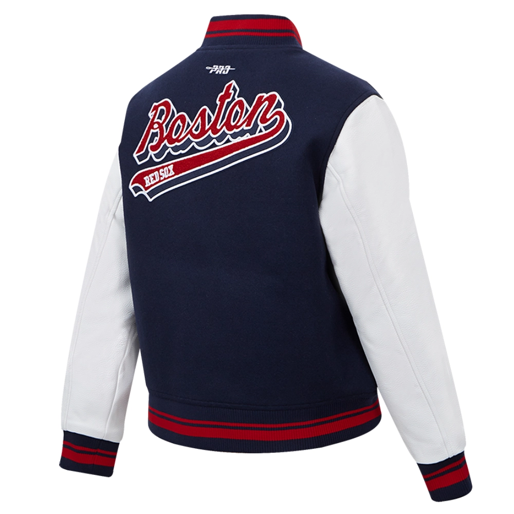 Boston red sox womens script tail wool leather varsity jacket 6 1