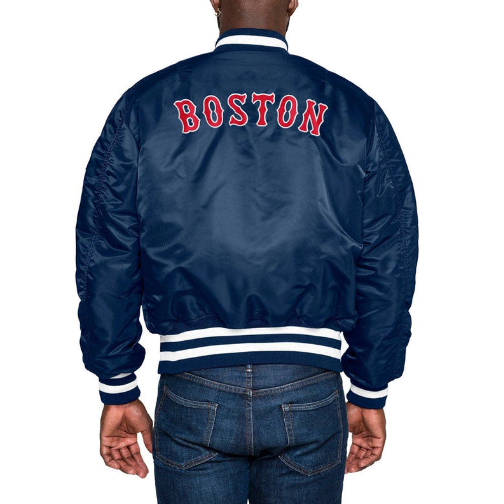 Boston red sox x alpha ma 1 bomber varsity jacket blue 3 1