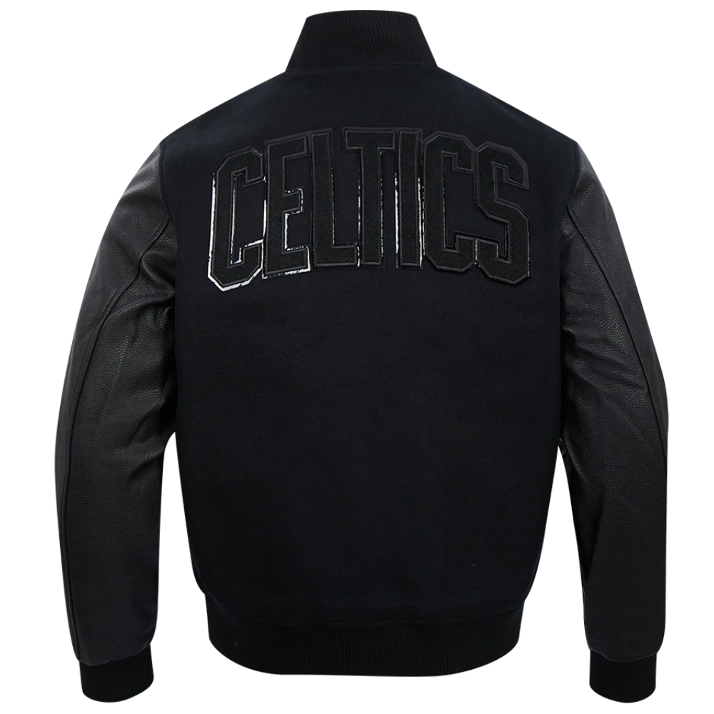 Boston triple black mens varsity jacket