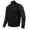 Boston triple black mens wool leather jacket