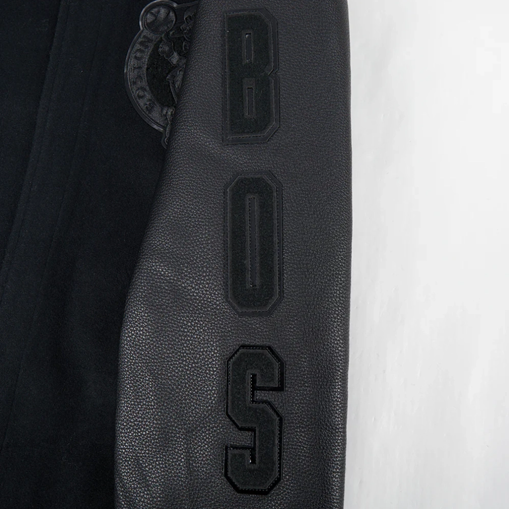 Boston triple black mens wool leather patch