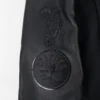 Boston triple black mens wool leather varsity patch logo