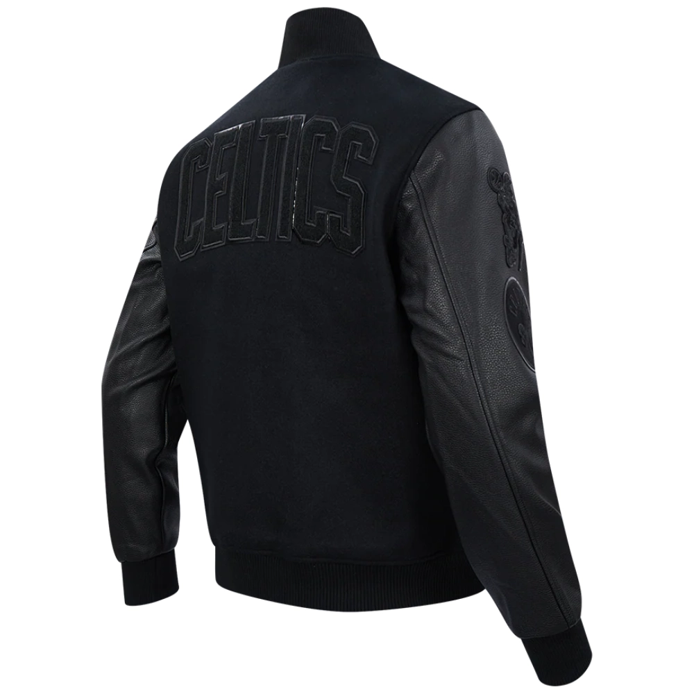 Boston triple black varsity jacket