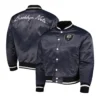 Brooklyn nets 10th anniversary charcoal satin varsity jacket