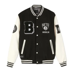 Brooklyn nets black and off white jacket