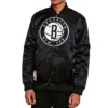 Brooklyn nets black bomber jacket