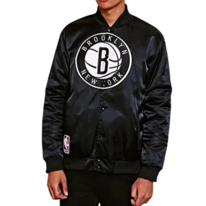 Brooklyn nets black bomber jacket