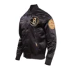 Brooklyn nets black gold full snap satin varsity jacket black 2