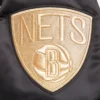 Brooklyn nets black gold full snap satin varsity jacket black 6