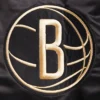 Brooklyn nets black gold full snap satin varsity jacket black 8