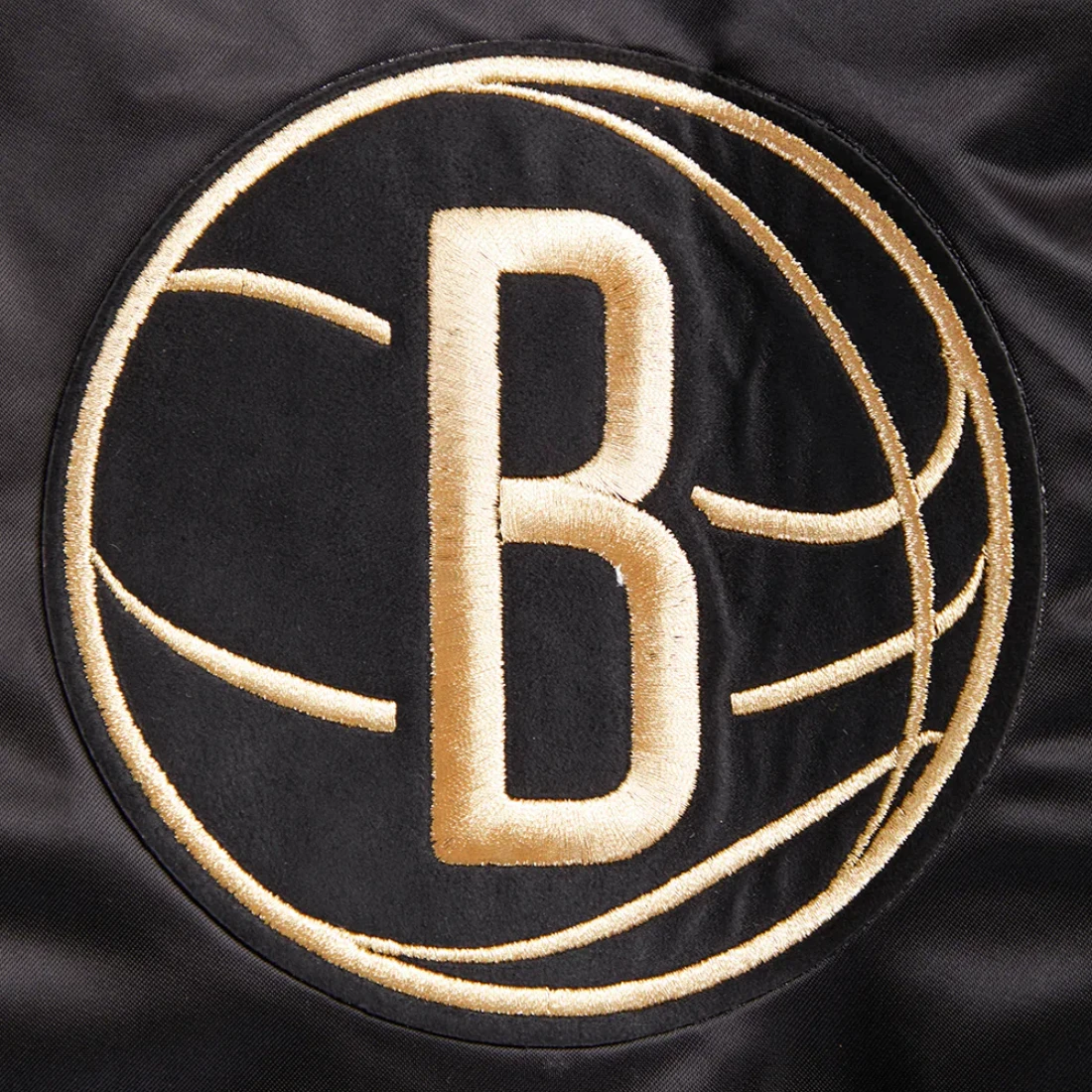 Brooklyn nets black gold full snap satin varsity jacket black 8