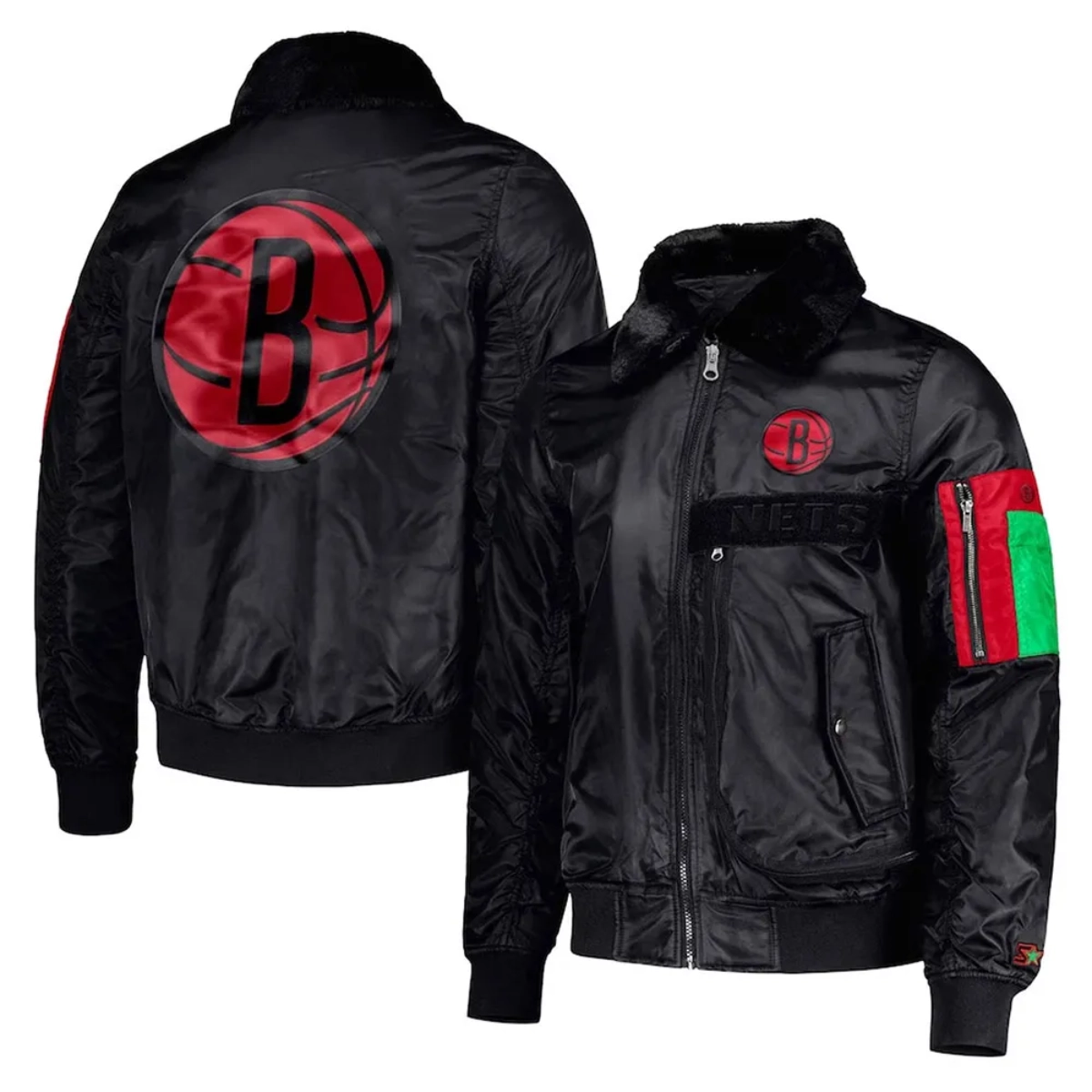 Brooklyn nets black history month satin jacket
