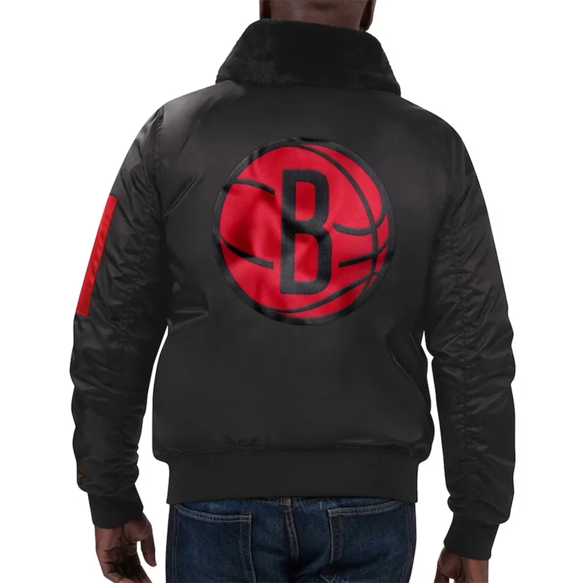 Brooklyn nets black history month shearling jacket