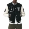 Brooklyn nets black off white wool and leather jacket