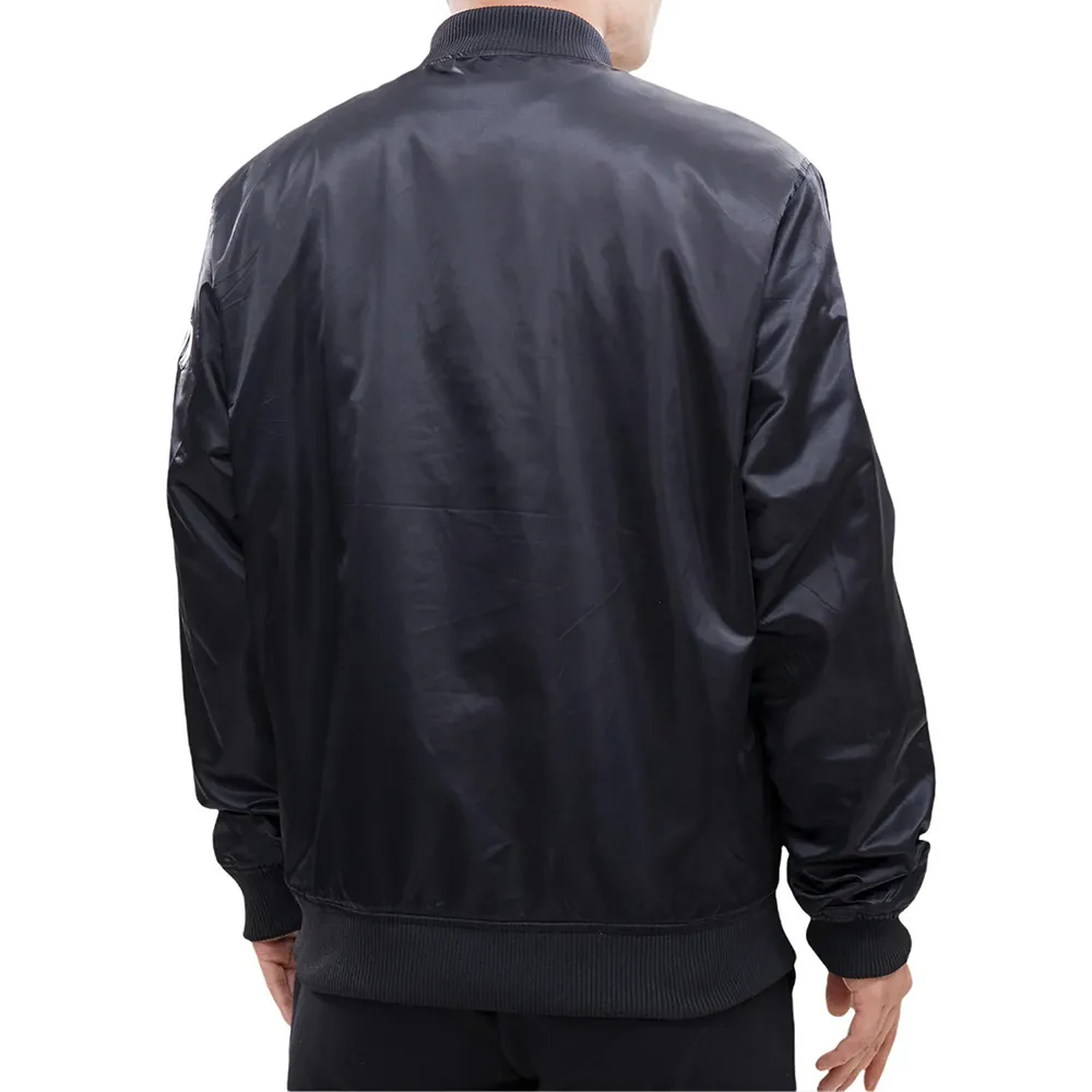 Brooklyn nets chest hit black satin jacket