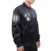 Brooklyn nets chest hit black varsity jacket