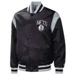 Brooklyn Nets Force Play Black Satin Jacket