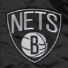 Brooklyn nets force play satin varsity jacket black