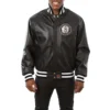 Brooklyn nets genuine leather varsity jacket black 1