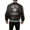 Brooklyn nets genuine leather varsity jacket black 2