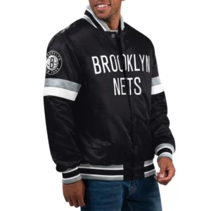 Brooklyn nets home game satin varsity jacket black 1