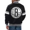 Brooklyn nets home game satin varsity jacket black
