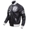 Brooklyn nets mashup full snap satin varsity black jacket 8