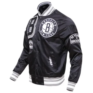 Brooklyn nets mashup full snap satin varsity black jacket 8