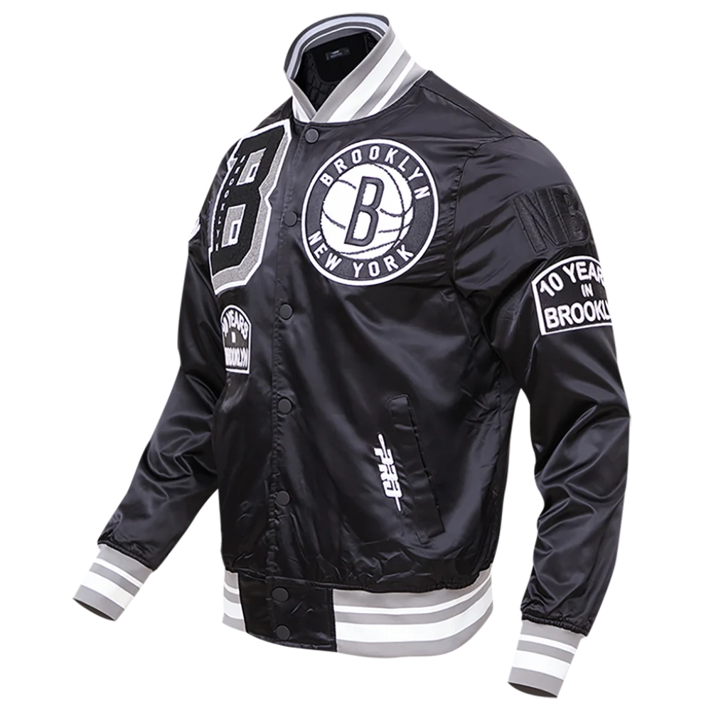 Brooklyn nets mashup full snap satin varsity black jacket 8