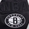 Brooklyn nets mashup full snap satin varsity jacket black