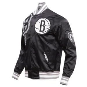 Brooklyn nets mashup full snap satin varsity jacket black 7
