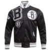 Brooklyn nets mashup full snap satin varsity jacket black 8