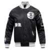 Brooklyn nets old english rib satin varsity jacket black 1