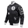 Brooklyn nets old english rib satin varsity jacket black 2
